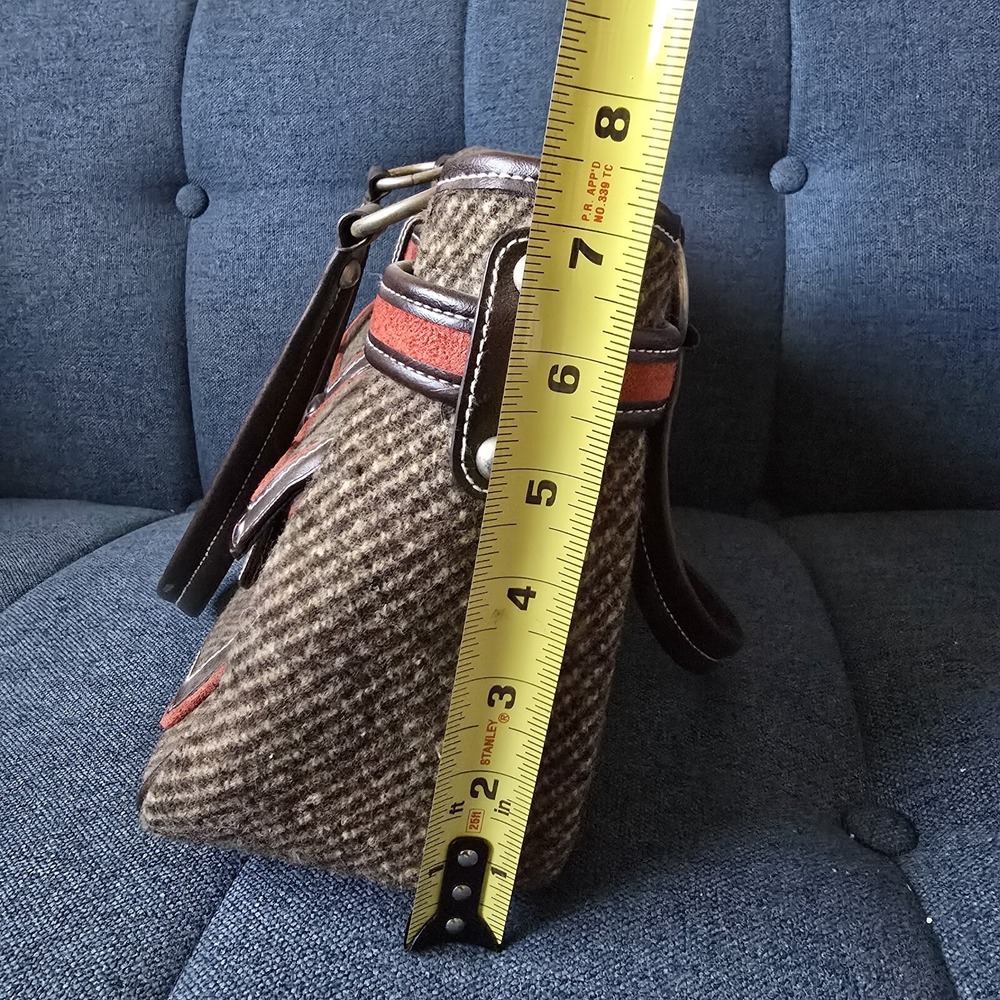 VTG Apt 9 Y2K Brown Red Canvas Hand Bag Silver Metal Hardware Manmade Trim‎ - Picture 14 of 16